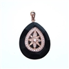 Silver Pendant (Rose Gold Plated) with White CZ and Black Agate