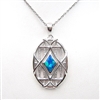 Silver Pendant with Inlay Created Opal