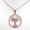 Silver Pendant (Rose Gold Plated) with Inlay Created Opal & White CZ