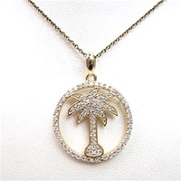 Silver Pendant (Gold Plated) with White CZ