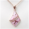 Silver Pendant (Rose Gold Plated) with Inlay Created Opal & White CZ