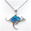 Silver Pendant with Inlay Created Opal & White CZ