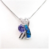 Silver Pendant with Created Opal, White & Tanzanite CZ