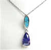 Silver Pendant with Created Opal & Tanzanite CZ