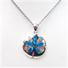 Silver Pendant with Inlay Created Opal - Sand Dollar