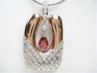 Silver Pendant (Rhodium & Rose Gold Plated) w/ White and Garnet CZ