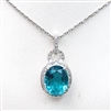 Sterling Silver Pendant with London Blue Mystic Quartz and White CZ