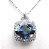 Sterling Silver Pendant with Bluish Mystic Quartz and White CZ