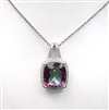 Sterling Silver Pendant with Rainbow Mystic Quartz and White CZ