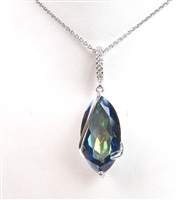 Sterling Silver Pendant with Bluish Mystic Quartz and White CZ
