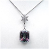 Sterling Silver Pendant with Rainbow Mystic Quartz and White CZ