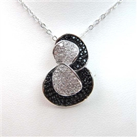 Silver Pendant  with White and Black CZ