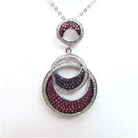Silver Pendant with White, Amethyst and Ruby CZ