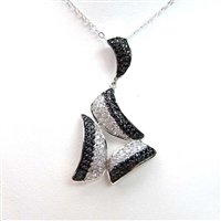 Silver Pendant with White and Black CZ