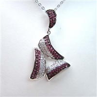 Silver Pendant with White and Ruby CZ