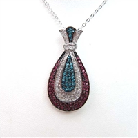 Silver Pendant with Multi-Color CZ