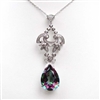 Sterling Silver Pendant with Rainbow Mystic Quartz and White CZ