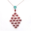 Silver Pendant (Rose Gold Plated) with White, Emerald & Garnet CZ