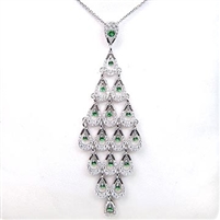 Silver Pendant with White & Emerald Green CZ