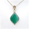 Silver Pendant (Gold Plated) with Green Agate & White CZ