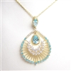 Silver Pendant (Gold Plated) with White and Aquamarine CZ