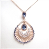 Silver Pendant (Rose Gold Plated) with White and Tanzanite CZ