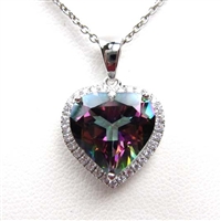 Sterling Silver Pendant with Rainbow Mystic Quartz and White CZ