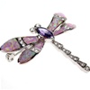 Silver Brooch (Rhodium Plated) w/ Inlay Created Opal, White & Tanzanite CZ