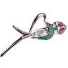 Silver Brooch (Rhodium Plated) w/ Inlay Created Opal, White & Pink CZ