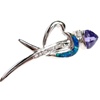 Silver Brooch (Rhodium Plated) w/ Inlay Created Opal, White & Tanzanite CZ