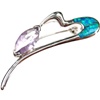 Silver Brooch (Rhodium Plated) w/ Inlay Created Opal, White & Amethyst CZ