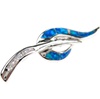 Silver Brooch (Rhodium Plated) w/ Inlay Created Opal, White CZ