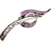 Silver Brooch (Rhodium Plated) w/ Inlay Created Opal, White CZ