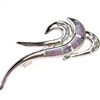 Silver Brooch (Rhodium Plated) w/ Inlay Created Opal, White CZ