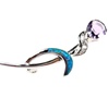 Silver Brooch (Rhodium Plated) w/ Inlay Created Opal, White & Amethyst CZ