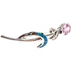 Silver Brooch (Rhodium Plated) w/ Inlay Created Opal, White & Pink CZ