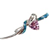 Silver Brooch (Rhodium Plated) w/ Inlay Created Opal, White & Pink CZ
