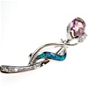 Silver Brooch (Rhodium Plated) w/ Inlay Created Opal, White & Pink CZ