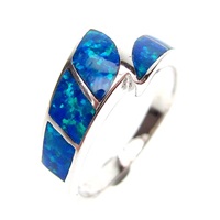Silver Ring w/ Inlay Created Opal