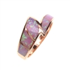 Silver Ring (Rose Gold Plated) with Inlay Created Opal