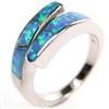 Silver Ring with Inlay Created Opal