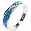 Silver Ring with Inlay Created Opal