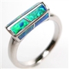 Silver Ring with Inlay Created Opal