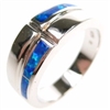 Silver Ring with Inlay Created Opal