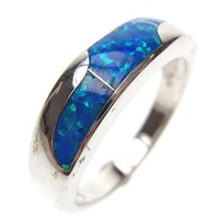 Silver Ring w/ Inlay Created Opal