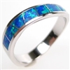 Silver Ring with Inlay Created Opal