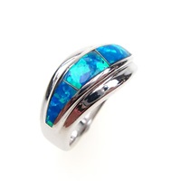 Silver Ring w/ Inlay Created Opal