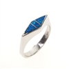 Silver Ring with Inlay Created Opal