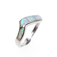 Silver Ring w/ Inlay Created Opal