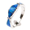 Silver Ring with Inlay Created Opal